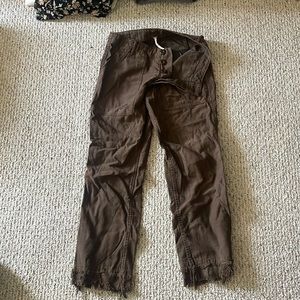 Free people low rise brown fringe cargo pants